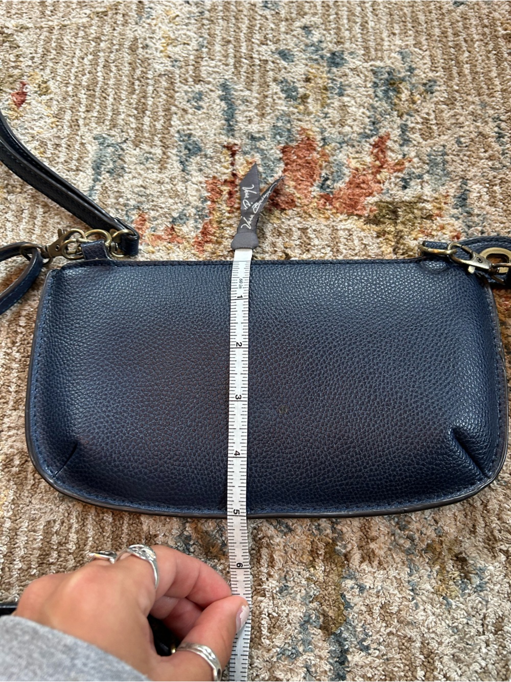 Joy Susan Navy Pebbled Crossbody Wristlet with Detachable Strap - Picture 9 of 9